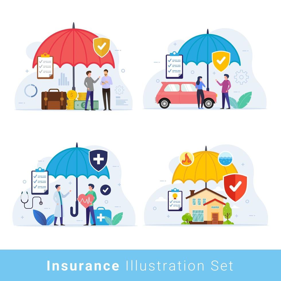 Insurance design concept vector illustration set