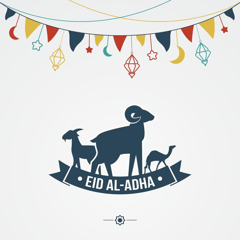 feliz eid al adha mubarak tarjeta de felicitación vector