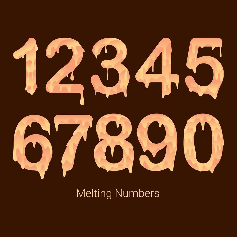 Melting number lettering style vector illustration