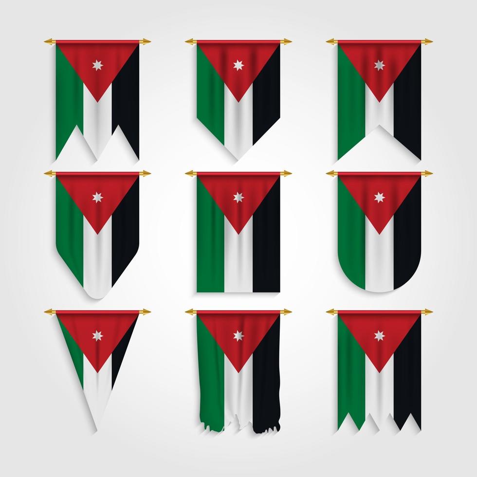 Jordan Flag in Different Shapes, Flag of Jordan in Various Shapes vector