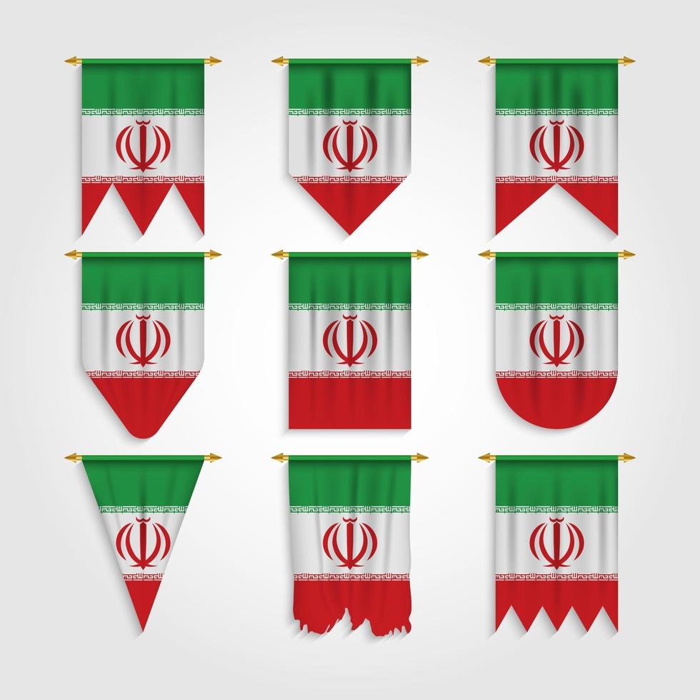 bandera de irán en diferentes formas, bandera de irán en varias formas vector