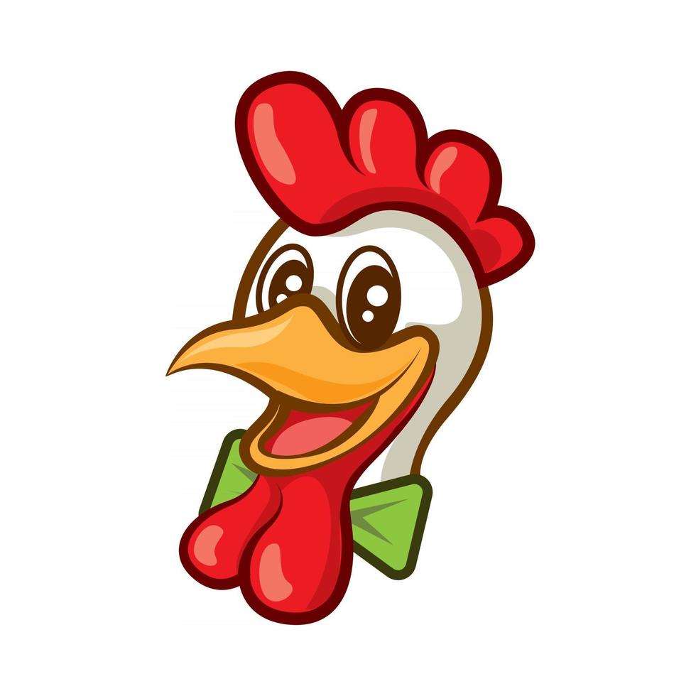 Cartoon cute chicken head character vector