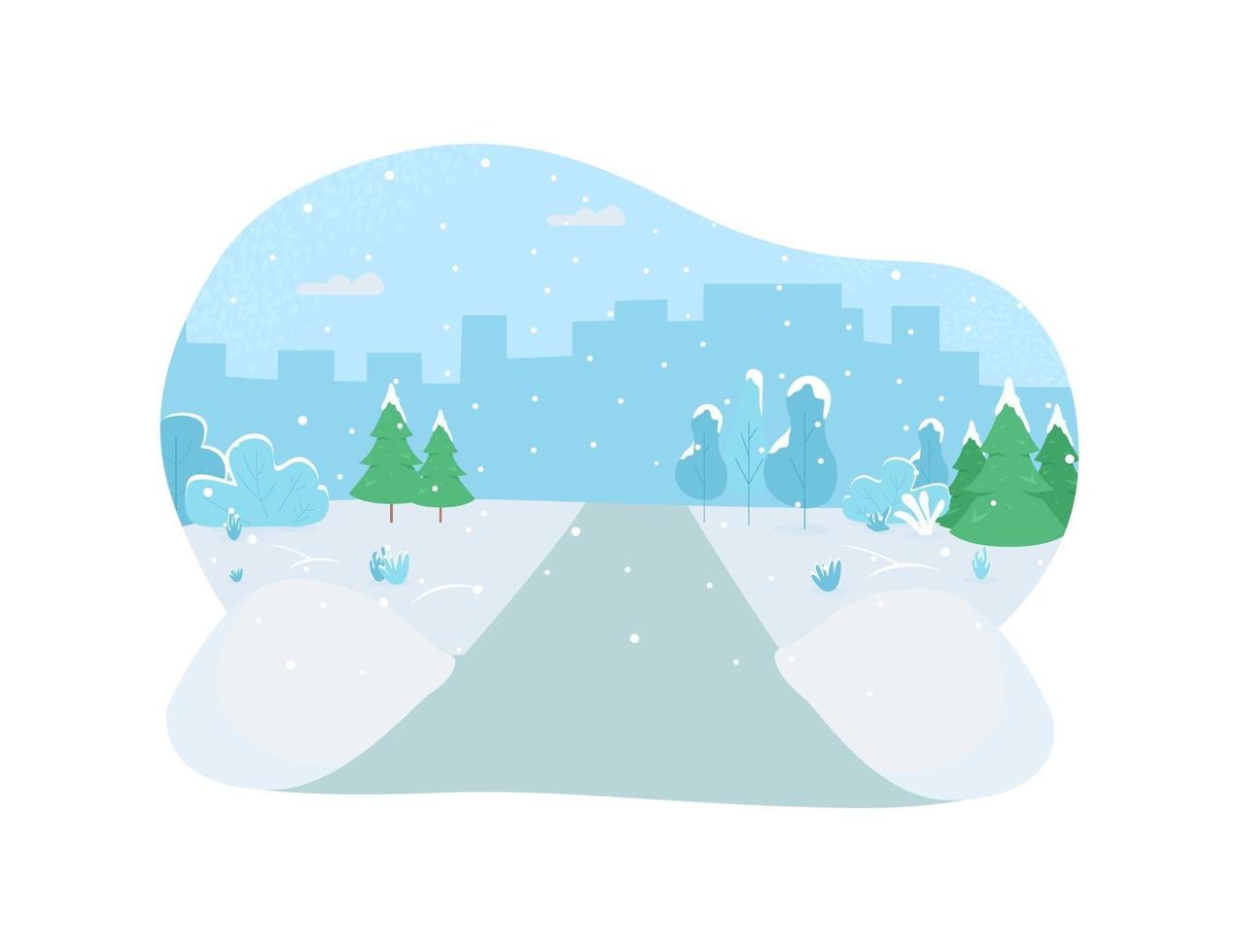Winter park 2D vector web banner, poster