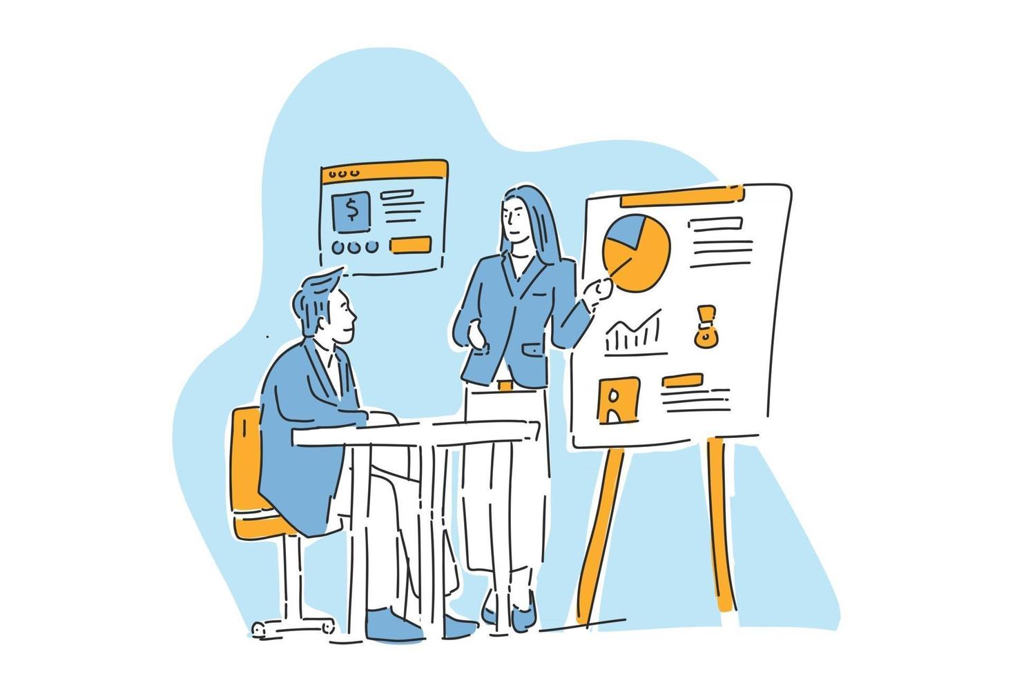 presentation business progress illustration hand draw vector
