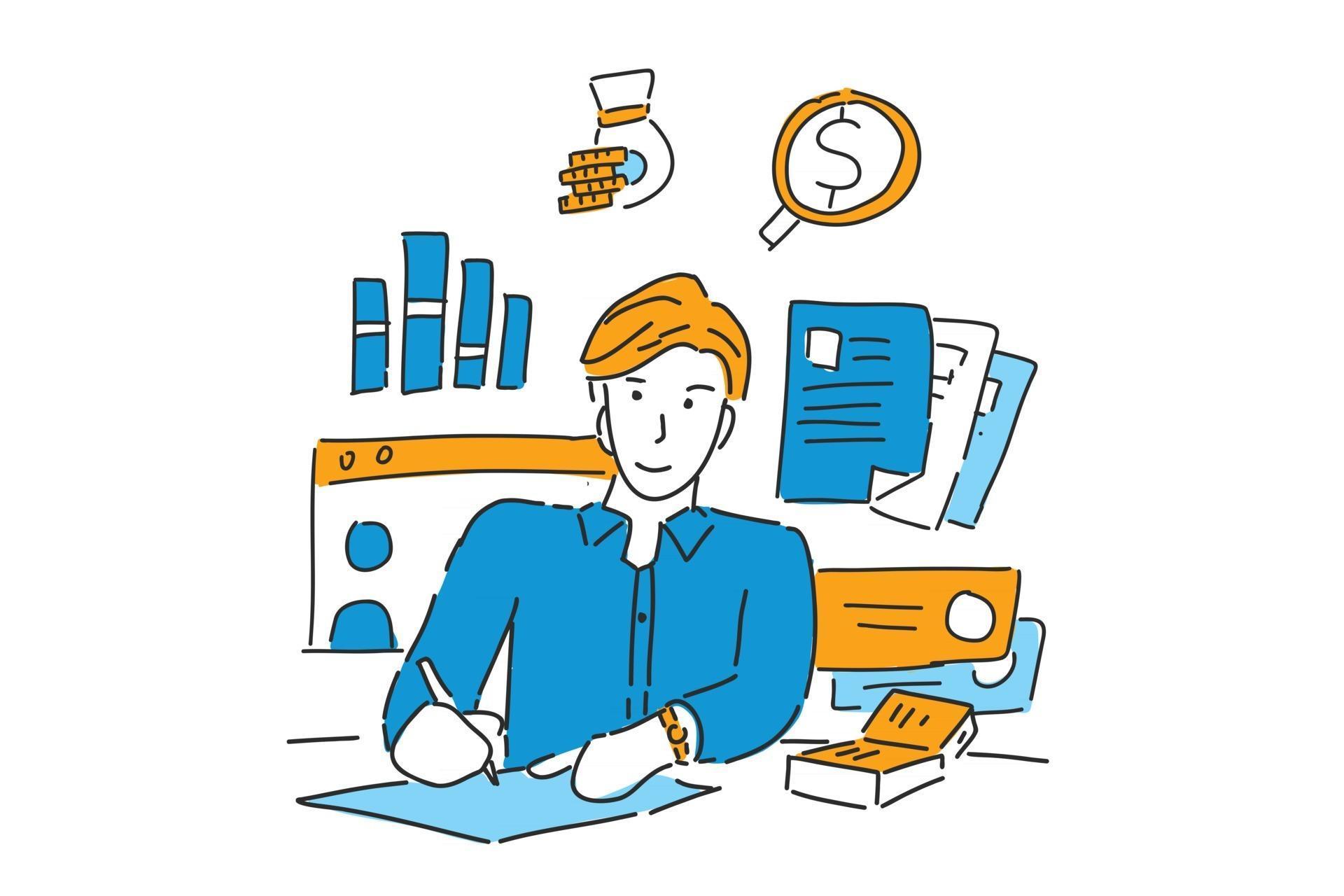 businessman writes the report illustration hand draw 2753247 Vector Art