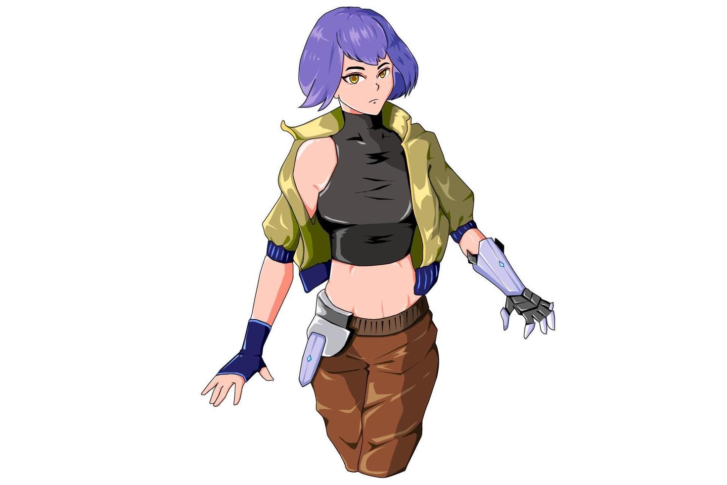 Character design girl with gauntlet vector