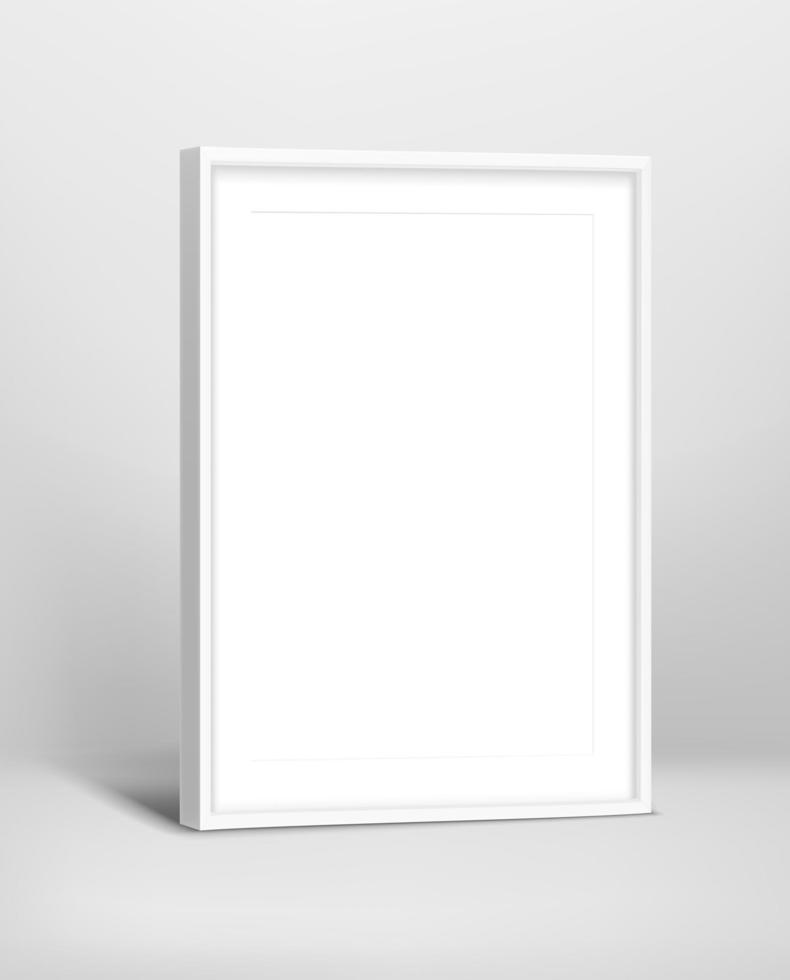 White modern photo frame neer the wall vector