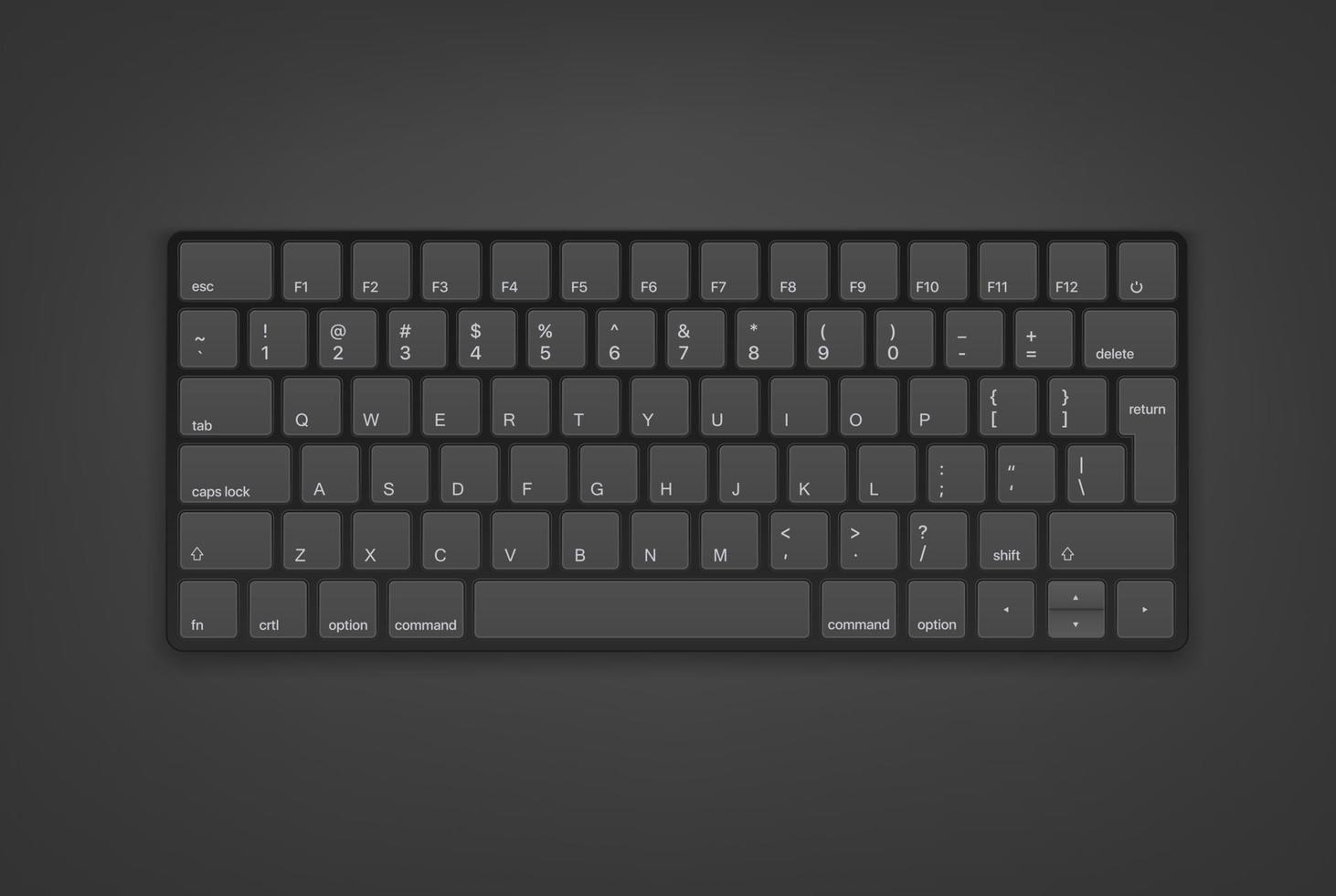 teclado negro con teclas inglesas. objeto aislado sobre fondo blanco vector