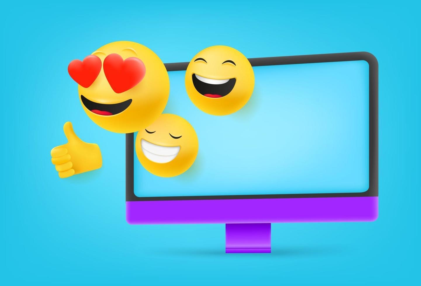 Computer with different emoji. i like it concept vector