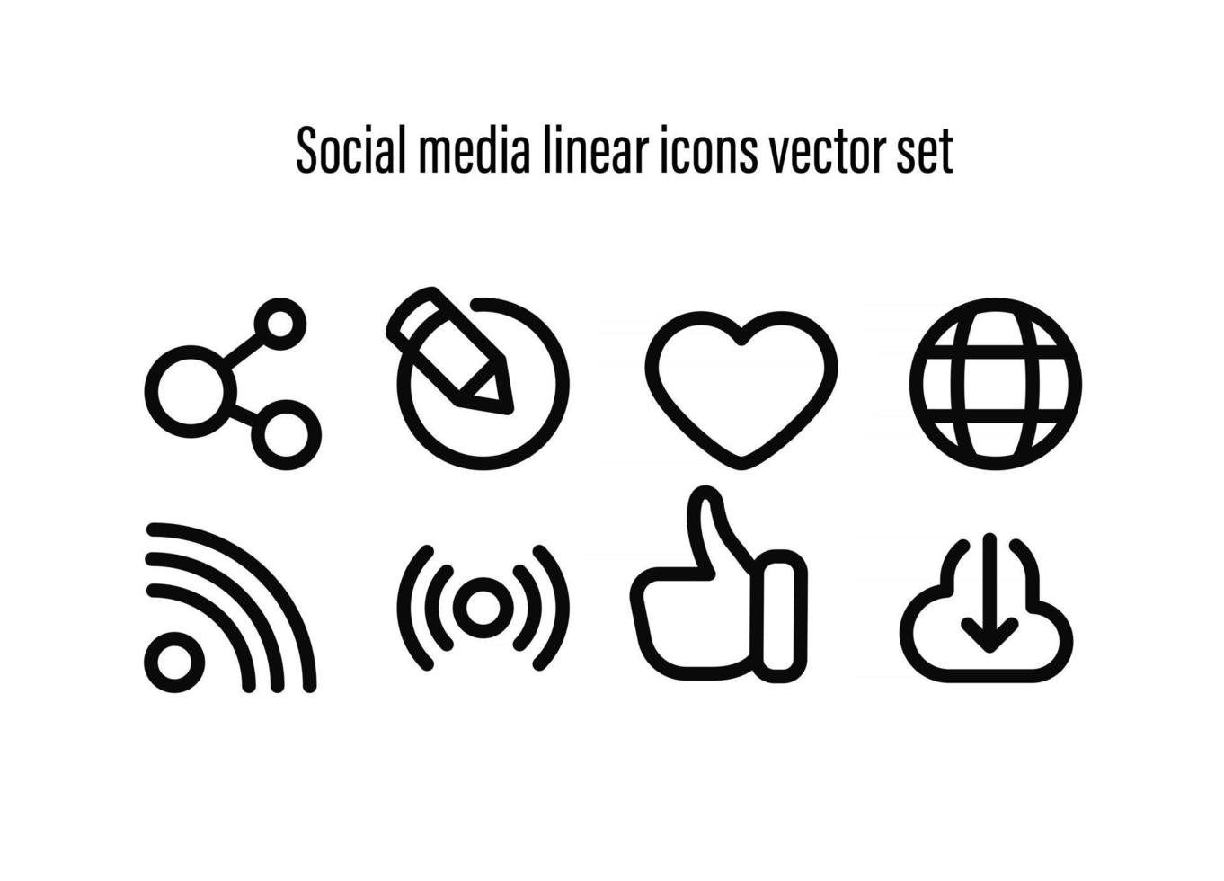 Social media linear icons vector set