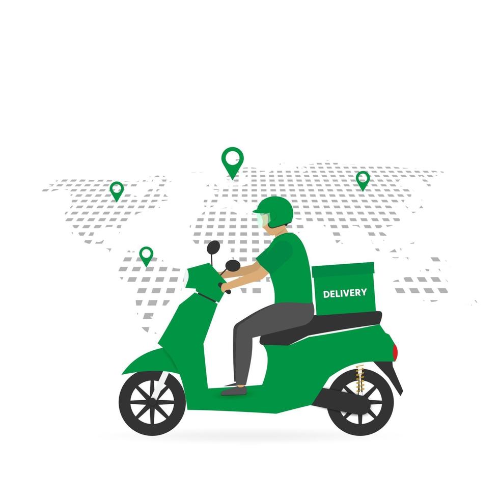 A delivery driver is driving to deliver to a group of customers. vector