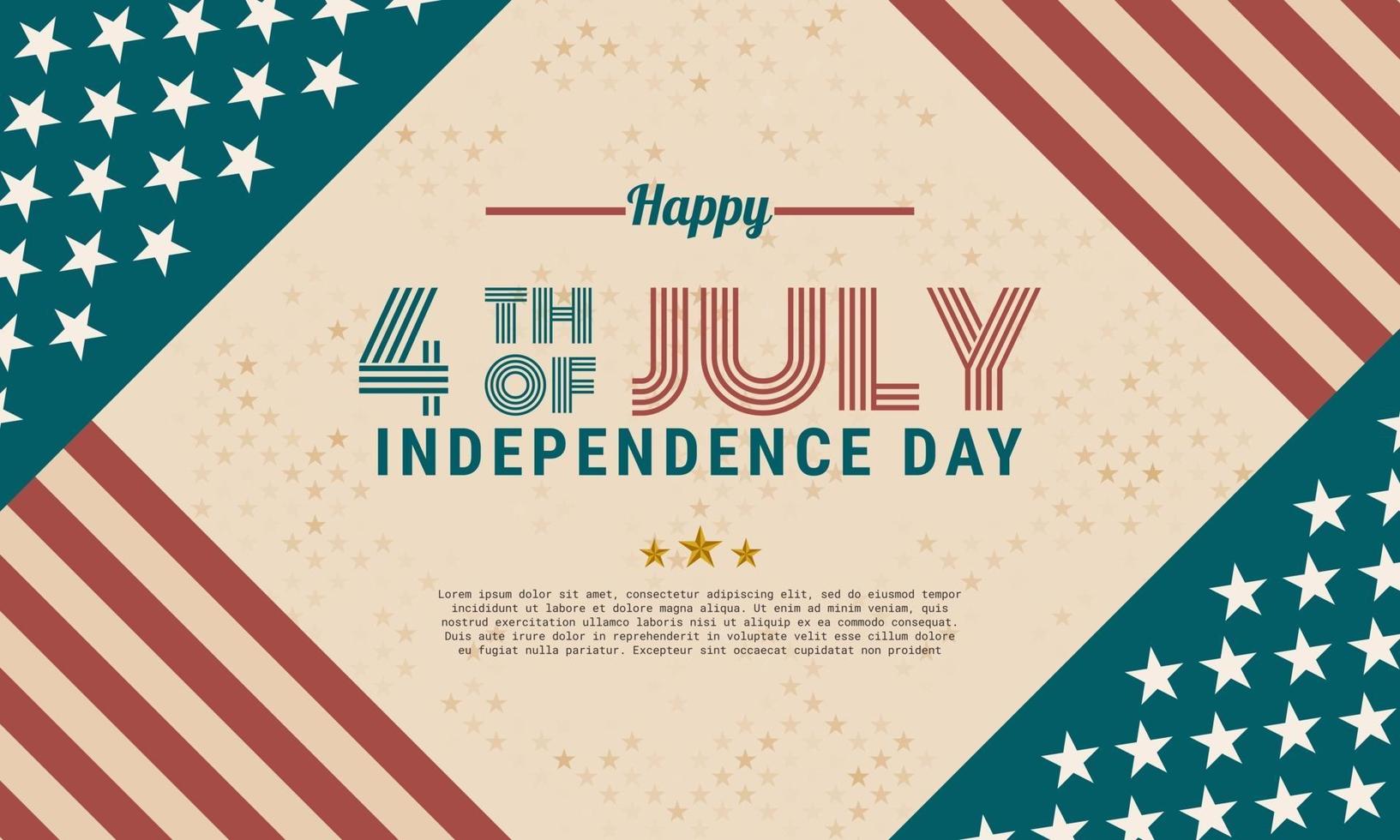 July 4th. Independence day background design in retro style vector