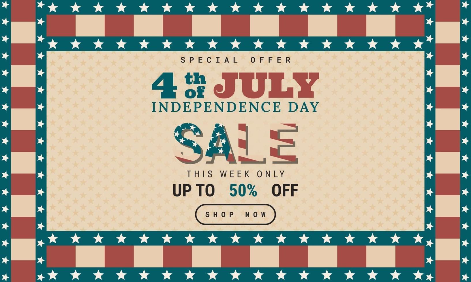 July 4th. Independence day background design in retro style. Sales promotion advertising banner template vector