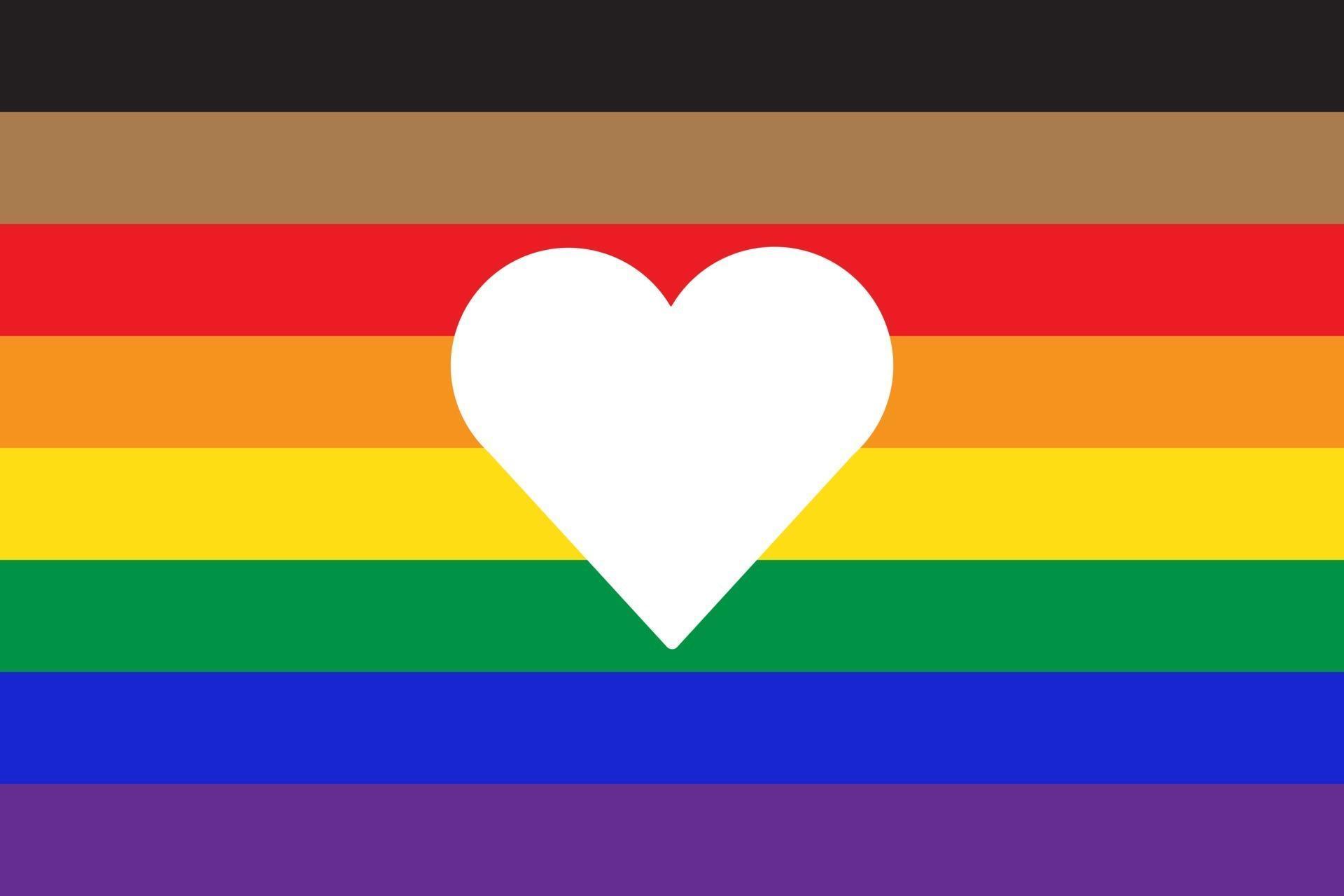 New Pride Flag Lgbtq With Heart Shape Icon Inside Redesign Including Black Brown And Trans