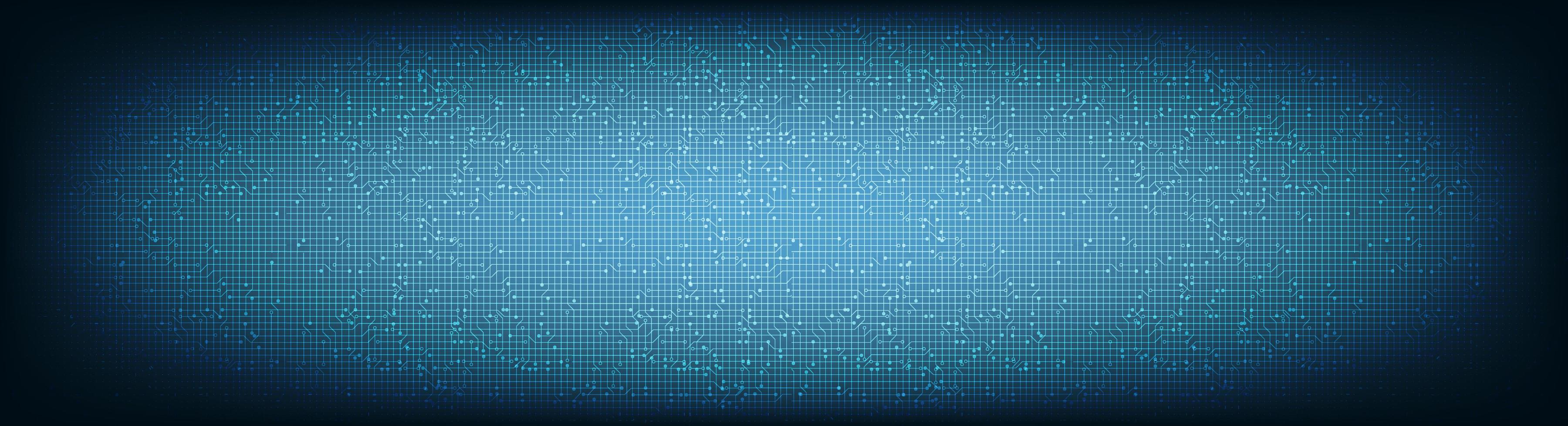 Panorama Light Blue Circuit Microchip Technology on Future Background, Hi-tech Digital and Communication Concept design, Free Space For text input vector