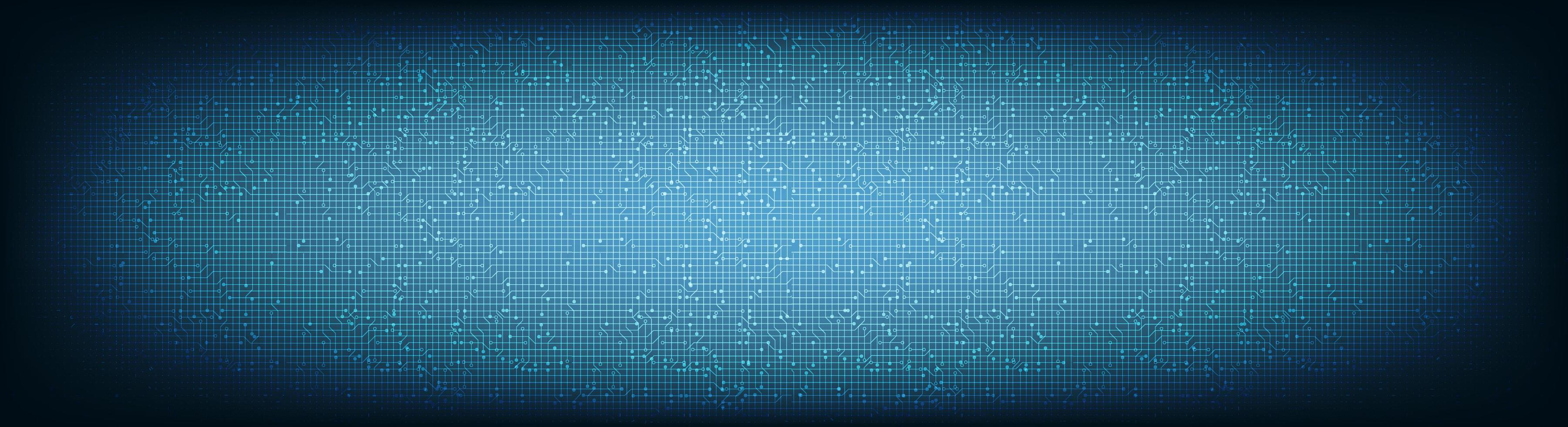 Panorama de tecnología de microchip de circuito azul claro sobre fondo futuro, diseño de concepto digital y de comunicación de alta tecnología, espacio libre para la entrada de texto vector