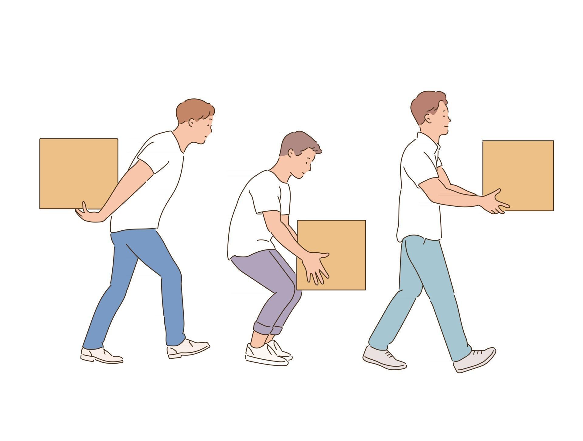 Men are carrying boxes with various movements. 2753405 Vector Art at Vecteezy