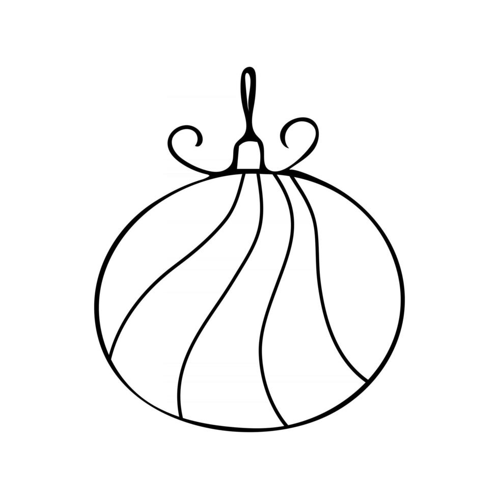 icono de bola de Navidad aislado sobre fondo blanco. ilustración vectorial en estilo de dibujo a mano doodle. decoración navideña en el árbol vector