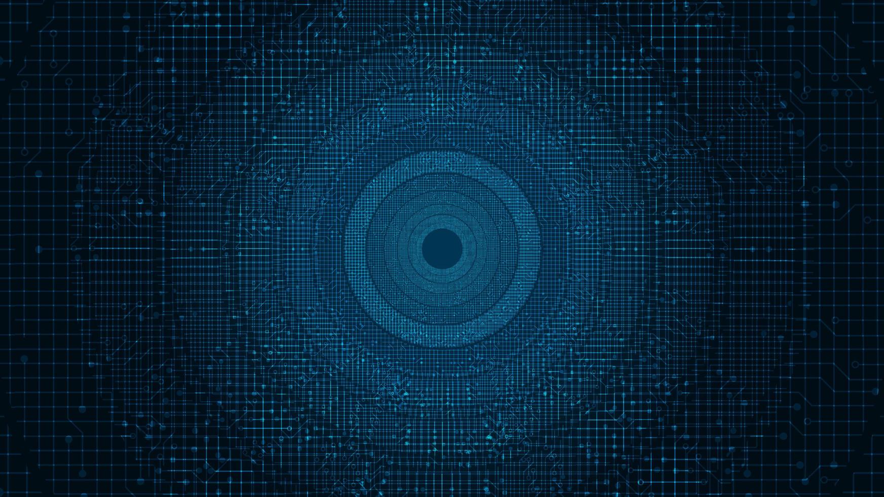 Microchip de circuito circular moderno sobre fondo de tecnología, diseño de concepto de alta tecnología y seguridad, espacio libre para entrada de texto vector