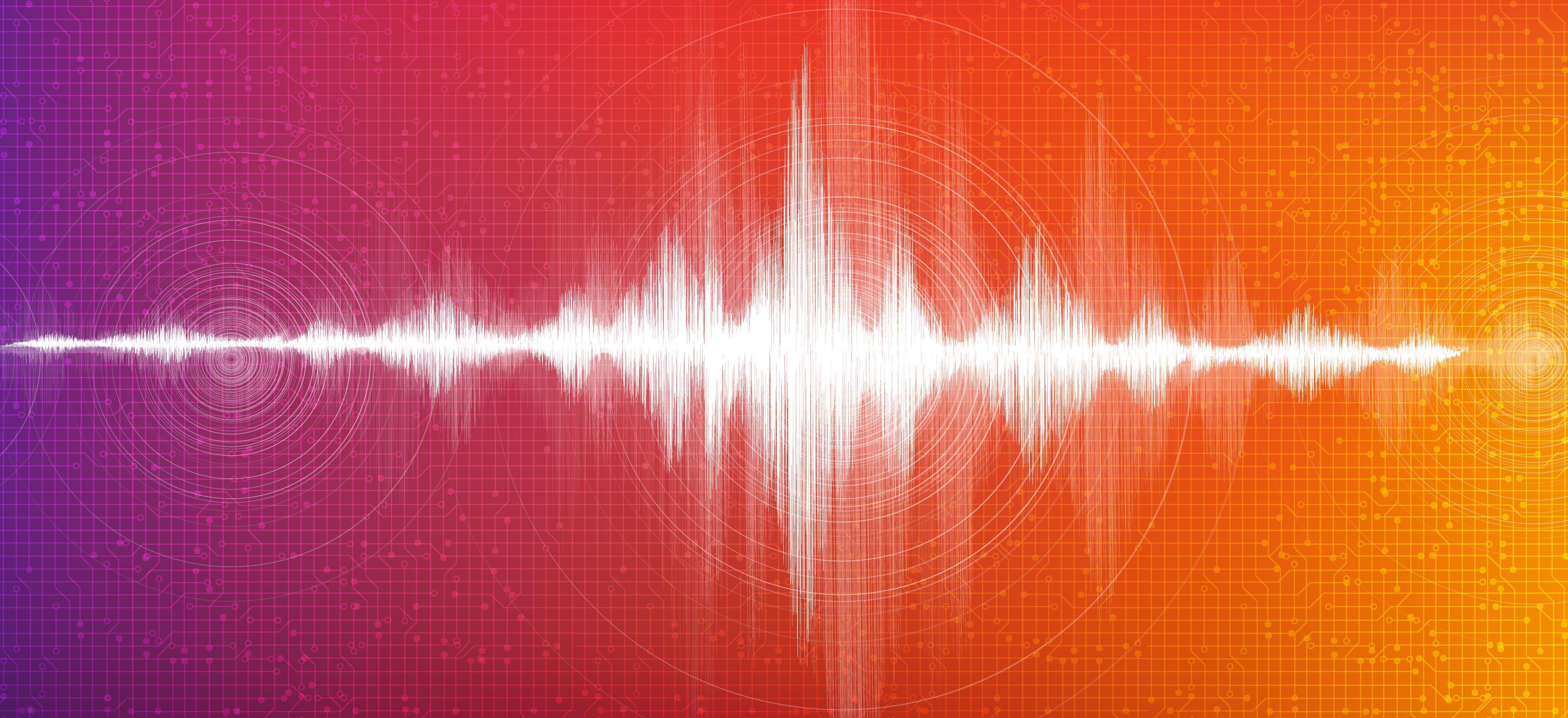 Digital Sound Wave on Colorful Background,technology and earthquake
