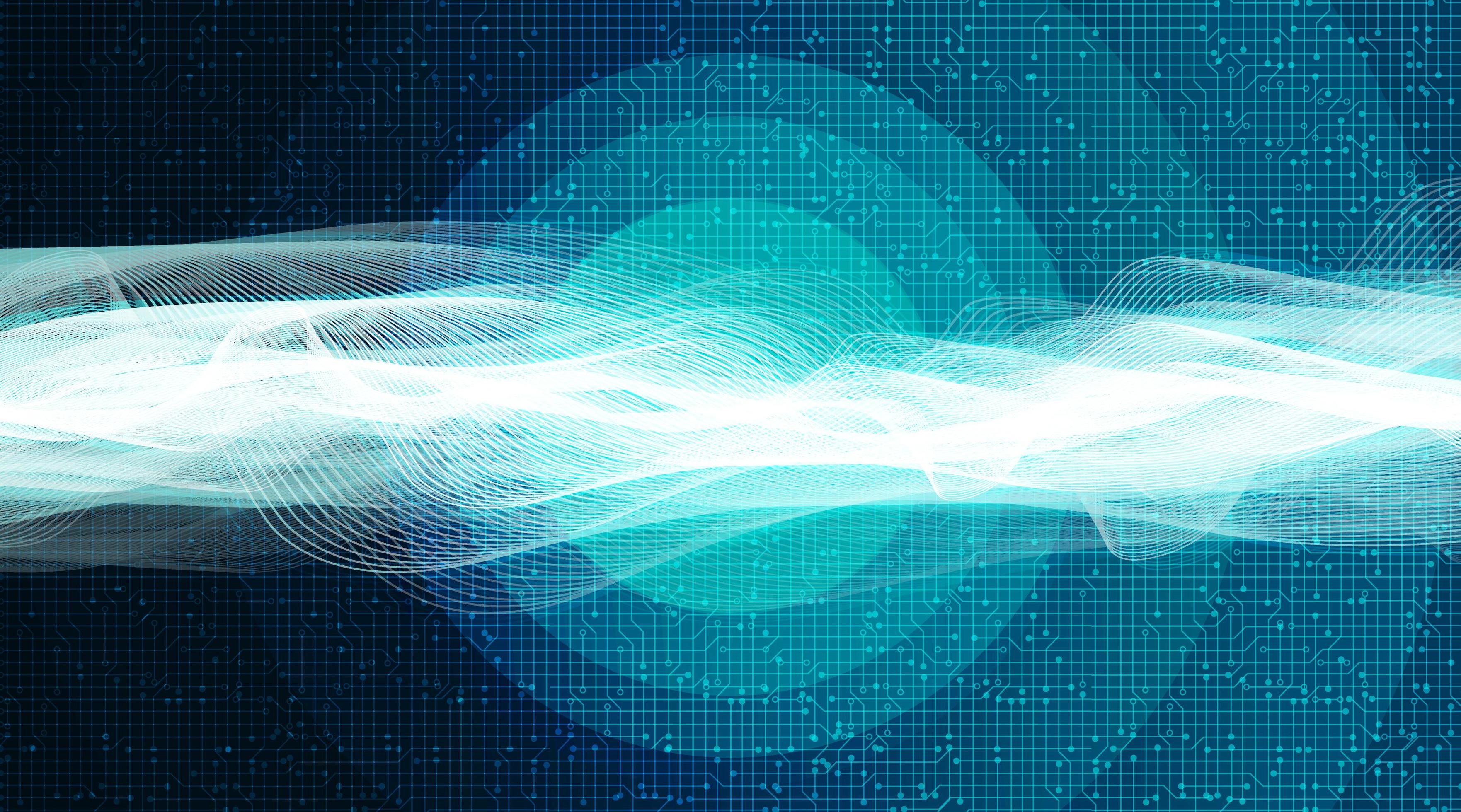 Futuristic Digital Sound Wave on Light Blue Background,technology and