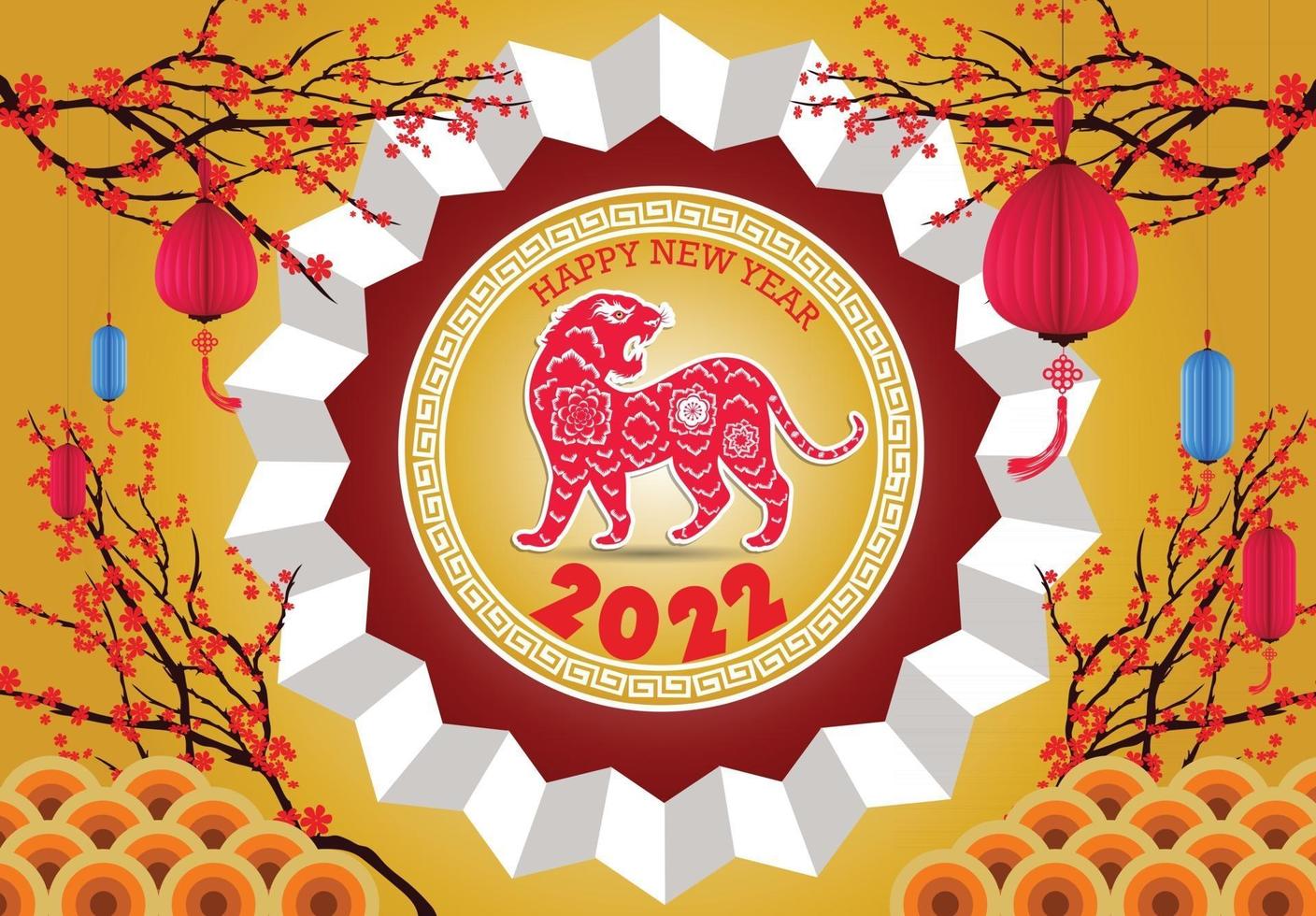 Happy Chinese new year 2022 - year of the Tiger. vector