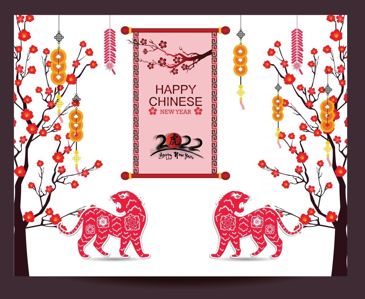 Happy Chinese new year 2022 - year of the Tiger. vector