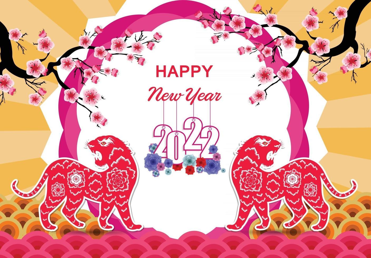 Happy Chinese new year 2022 - year of the Tiger. vector