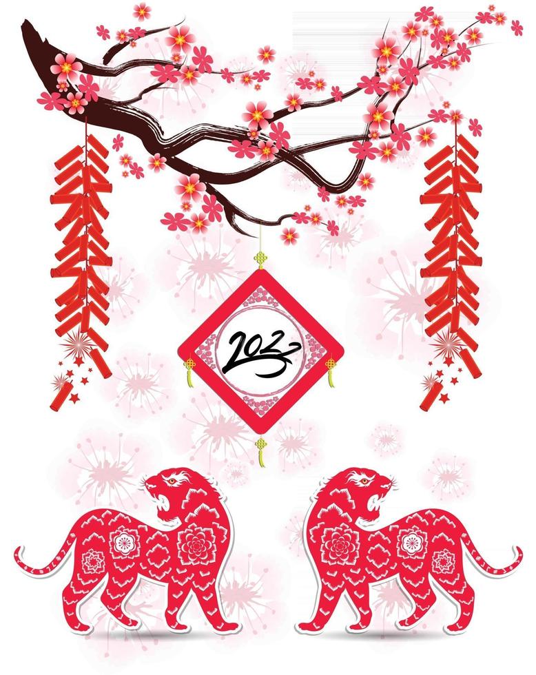 Happy Chinese new year 2022 - year of the Tiger. vector