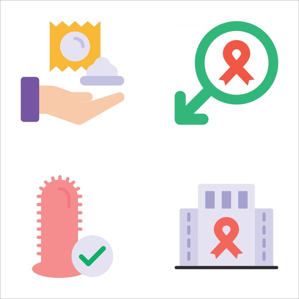 Aids and Hiv flat icon set vector