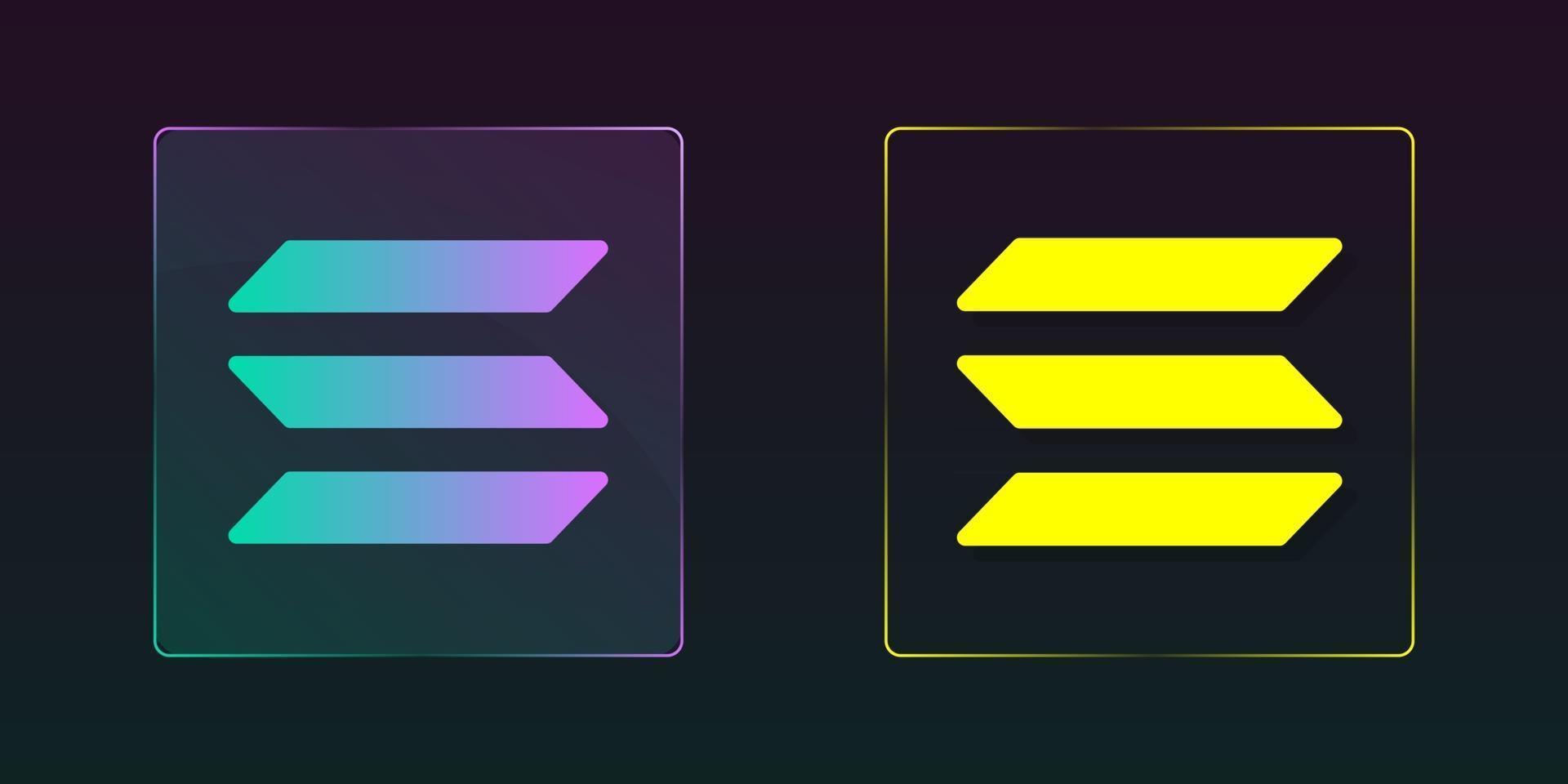 Solana cryptocurrency colorful icon set. vector