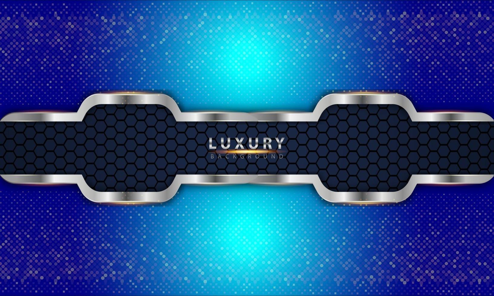 Metallic black blue frame layout modern tech design template. vector