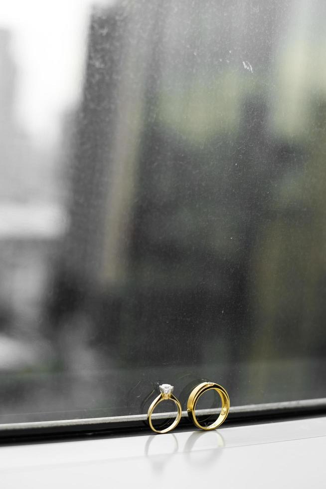 Wedding ring  on window photo