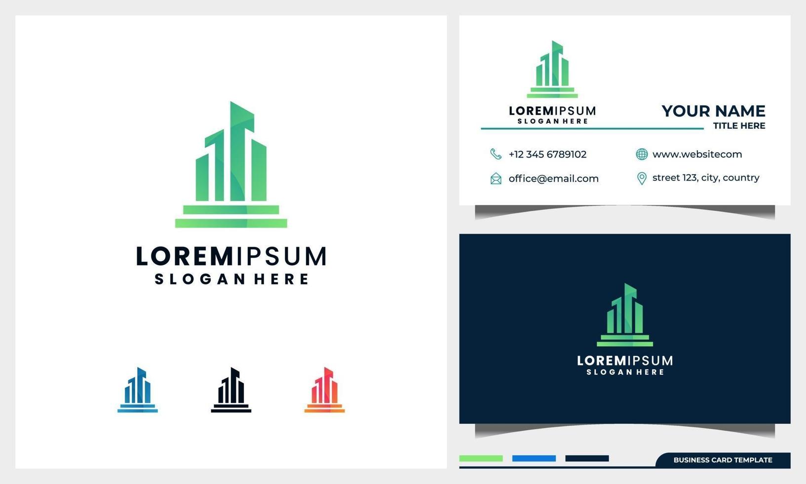 building logo, architecture and property, City logo design with business card template vector