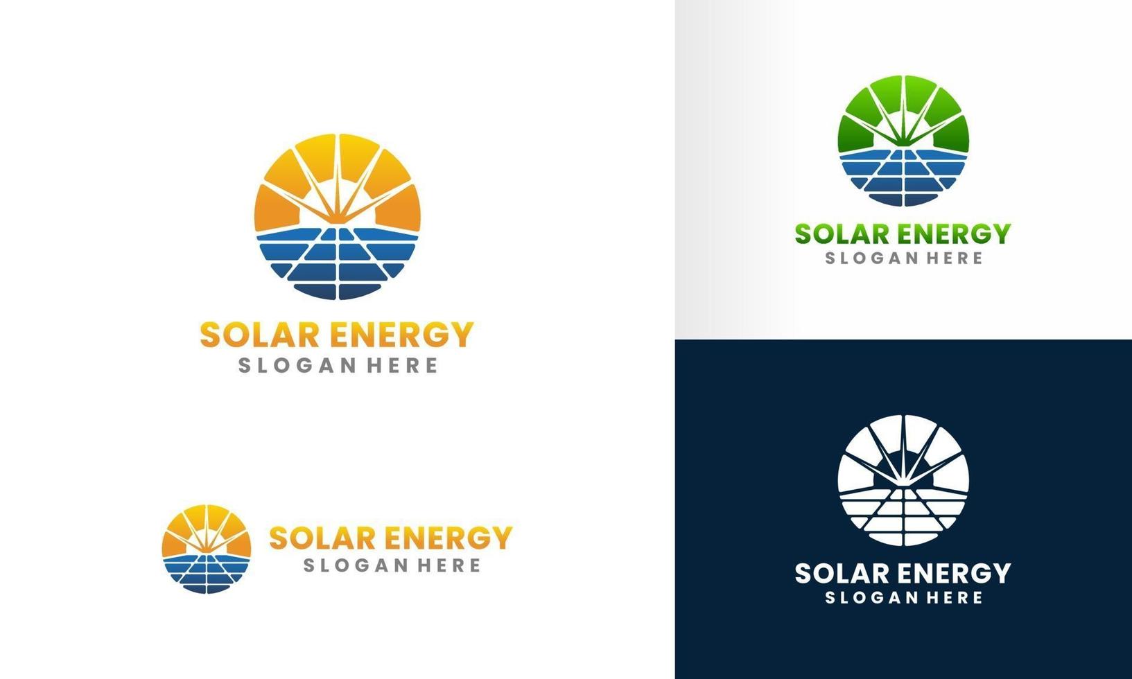 solar panel and sun energy logo design template vector