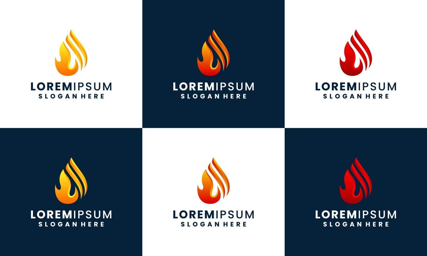 fire and flame logo design collection template vector