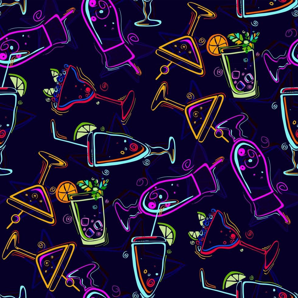 Seamless pattern with cocktails. vector