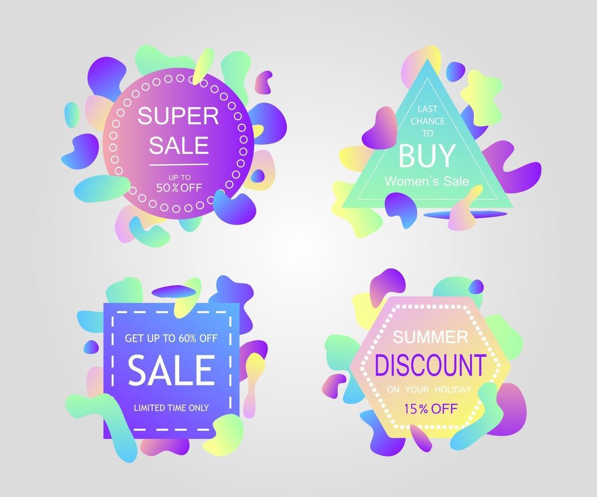 Modern liquid abstract sale signs. vector