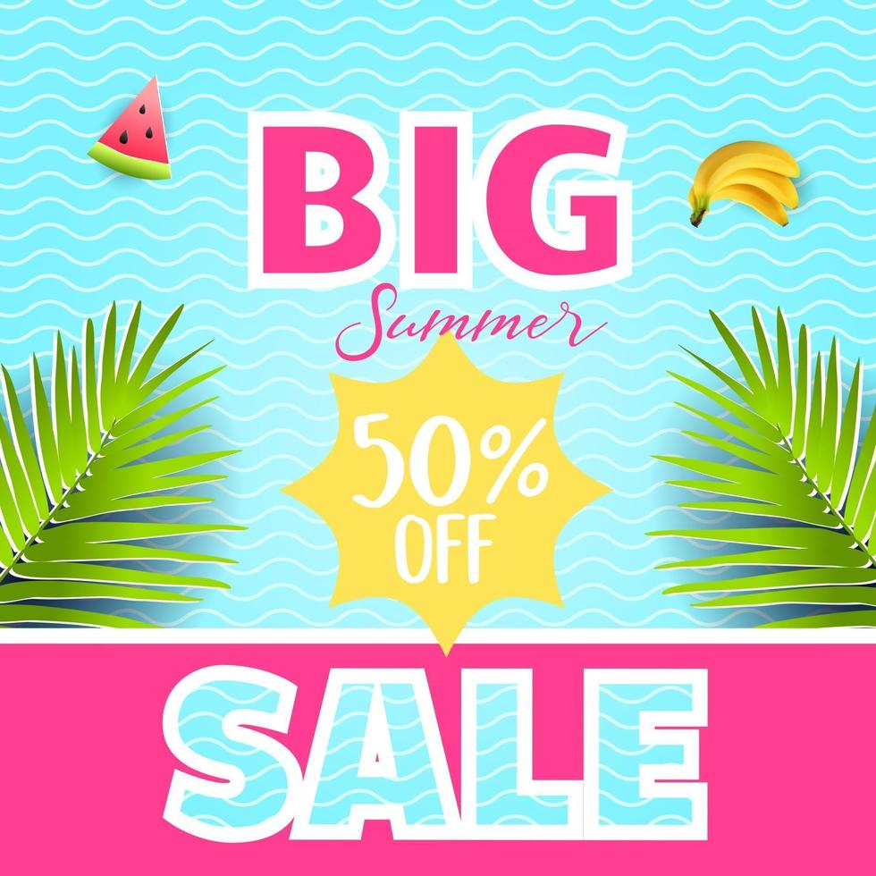 Vector summer poster. Paper cut style. Summer Sale.