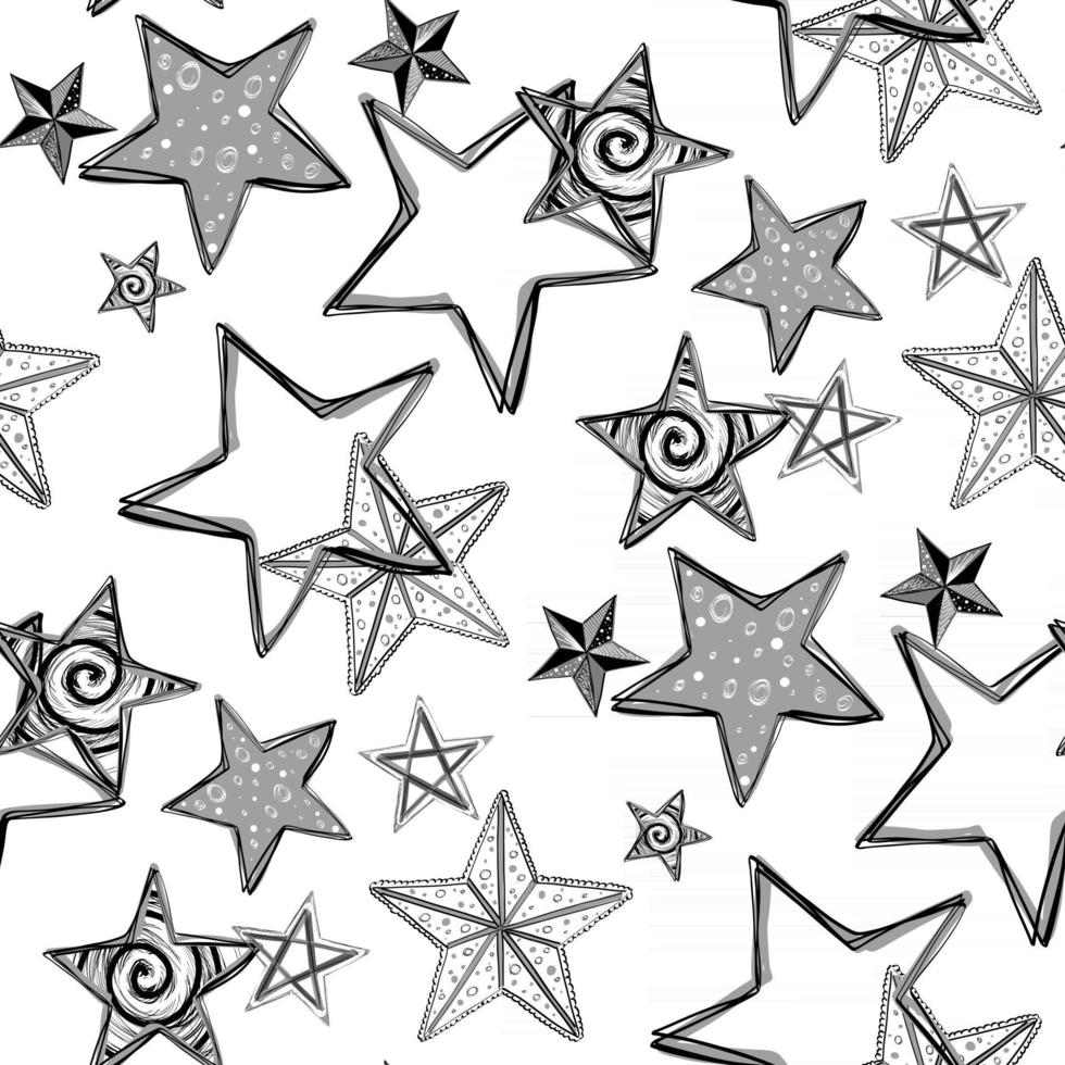 Creative seamless pattern with doodle stars. vector