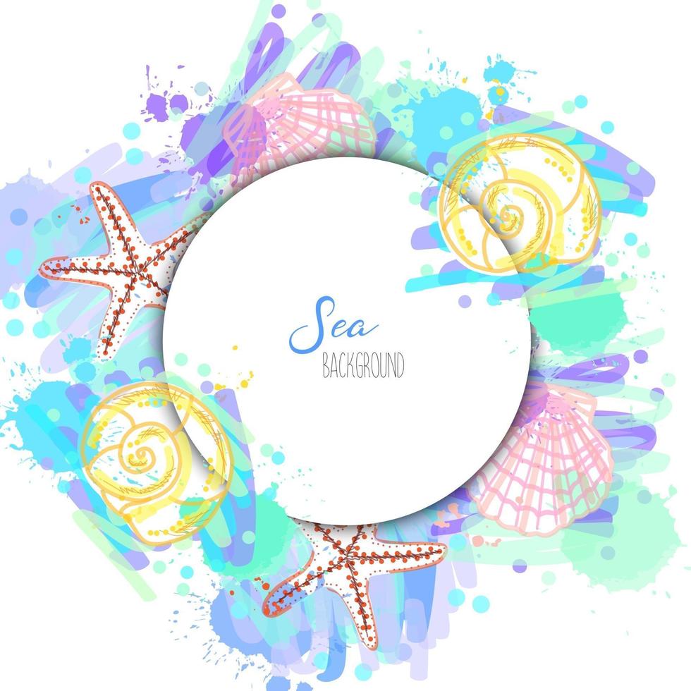 Summer vector design. Hand drawn sea background.