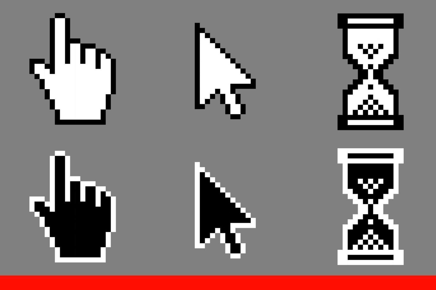 White and black arrow cursors and hand cursors icons vector