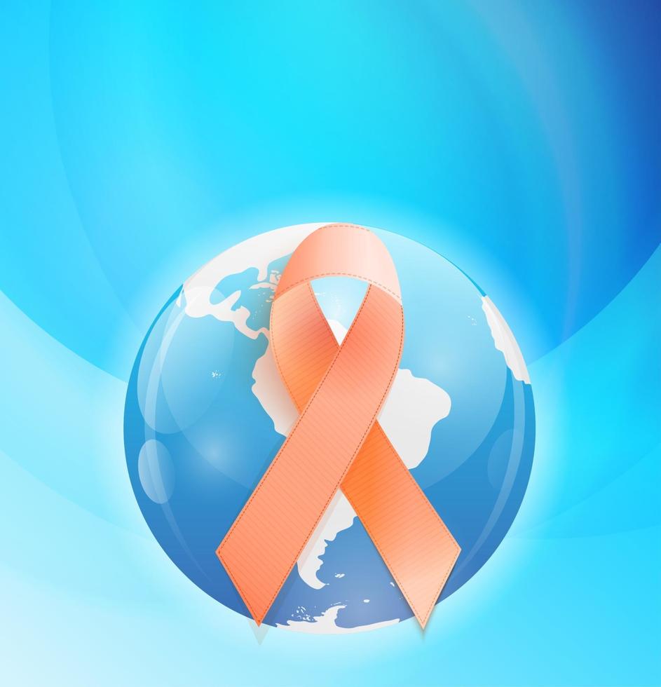 Orange Ribbon a Symbol of Leukemia. Vector Illustration