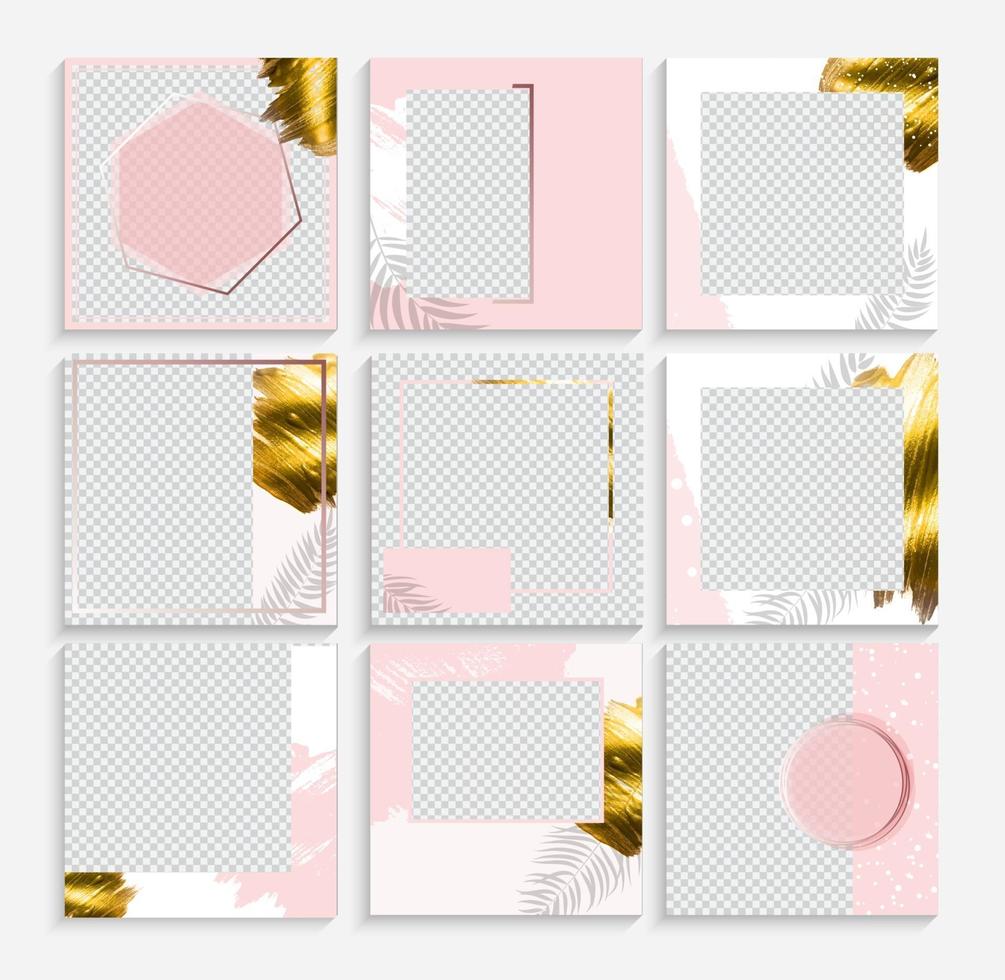 Set of Design backgrounds Template for social media post frame. Vector Illustration