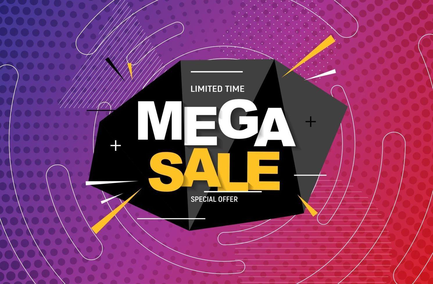 Sale banner poster template in geometric style. Vector illustration