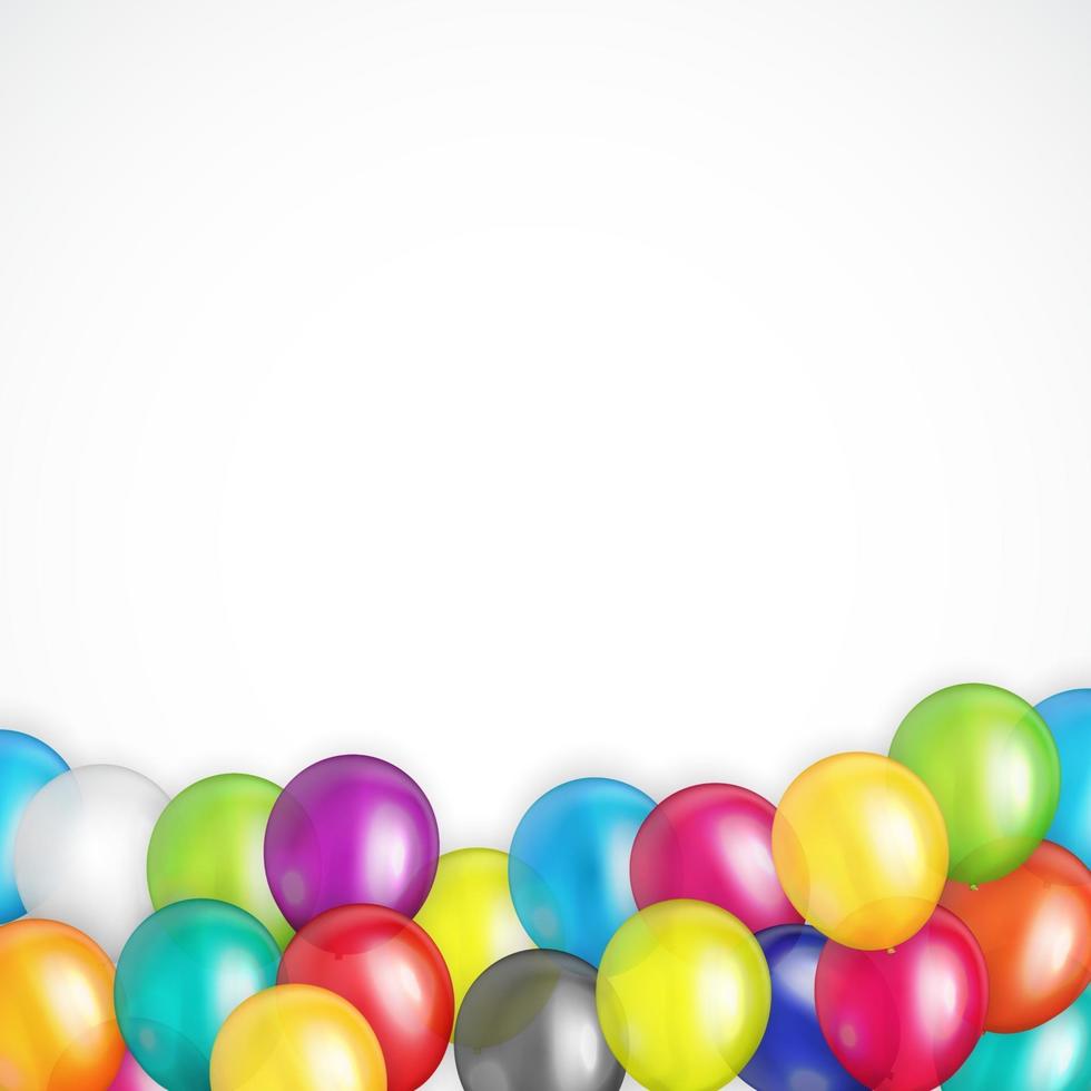 Group of Colour Glossy Helium Balloons Background. Set of  Balloons for Birthday, Anniversary, Celebration  Party Decorations. Vector Illustration