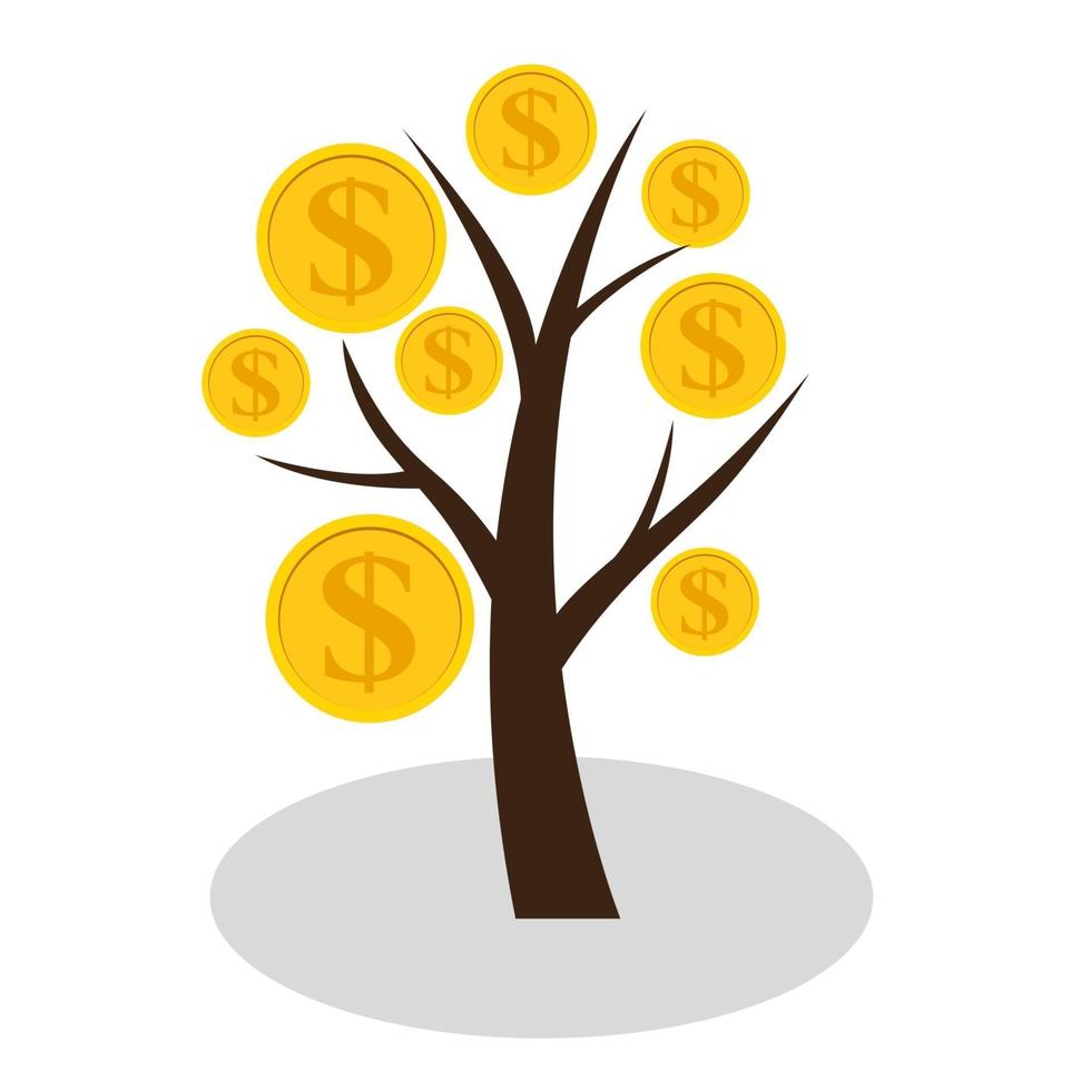 Financial concept. Money tree - symbol of successful business.  Vector Illustration