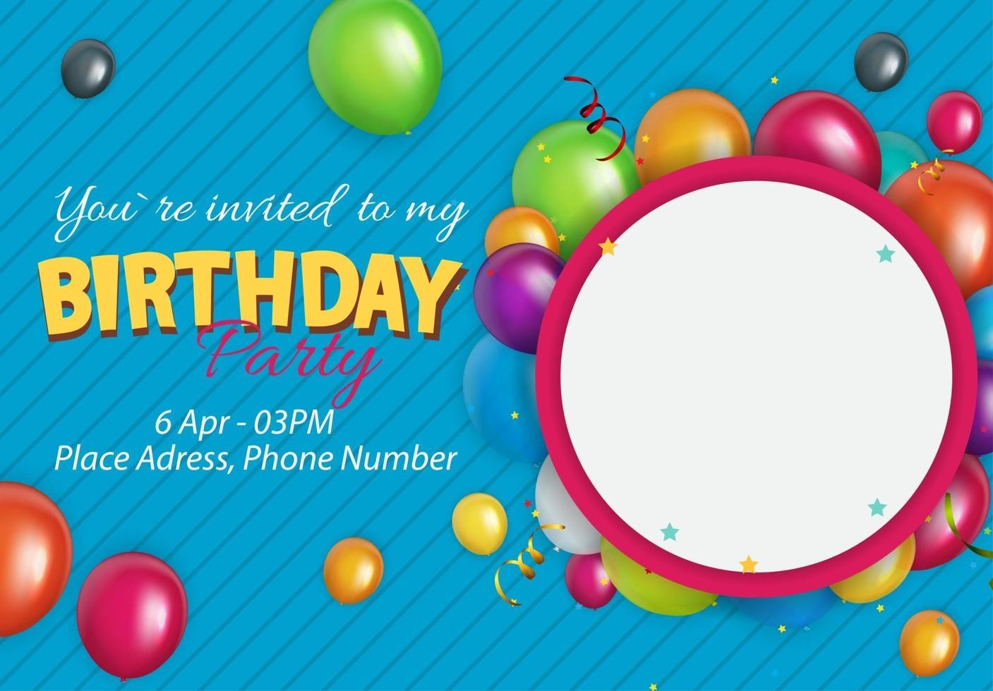 Birthday Invitation With Photo Vector Art, Icons, and Graphics for Free  Download