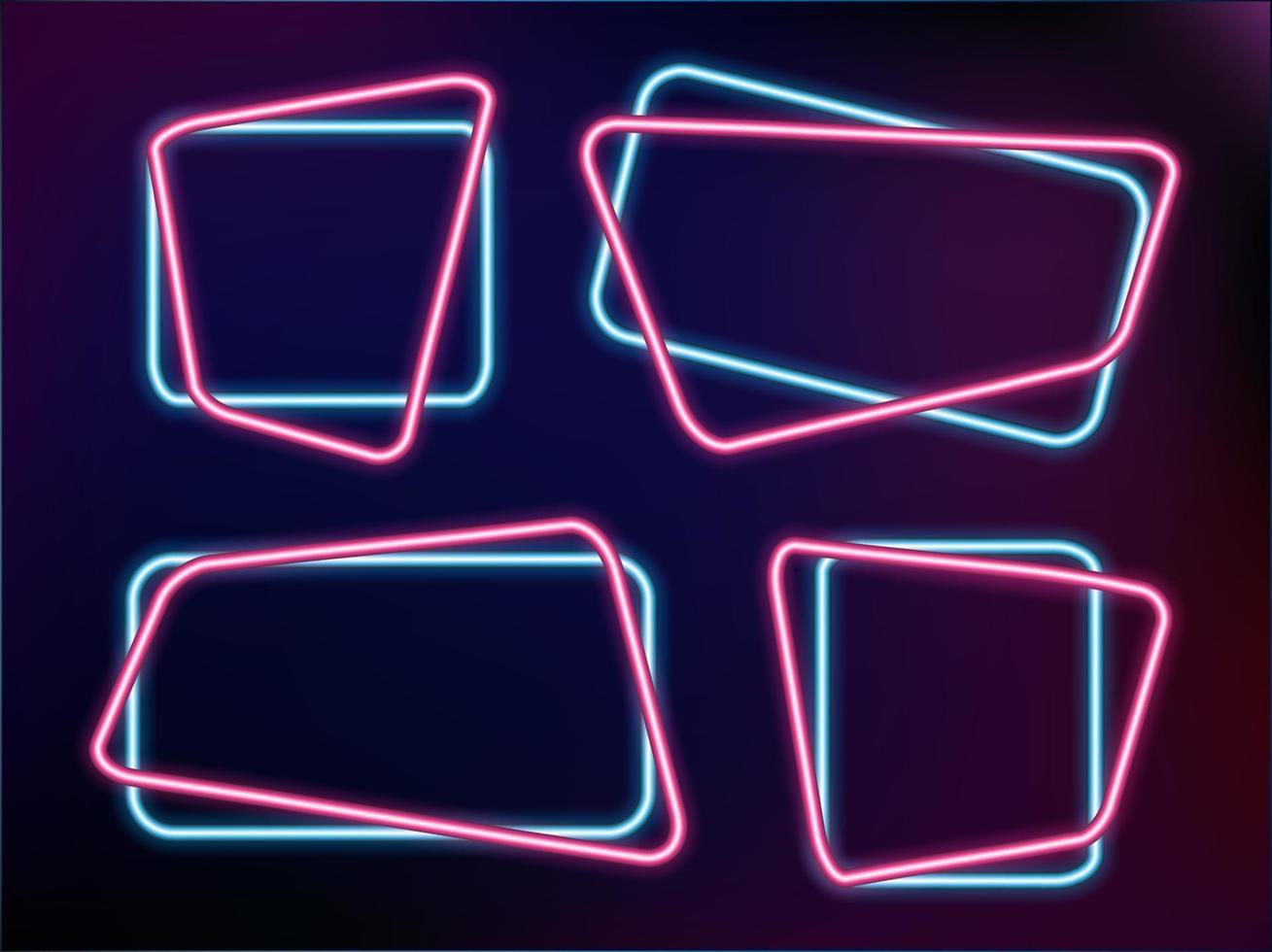 Abstract Neon Frame Template on Dark Background Vector Illustration