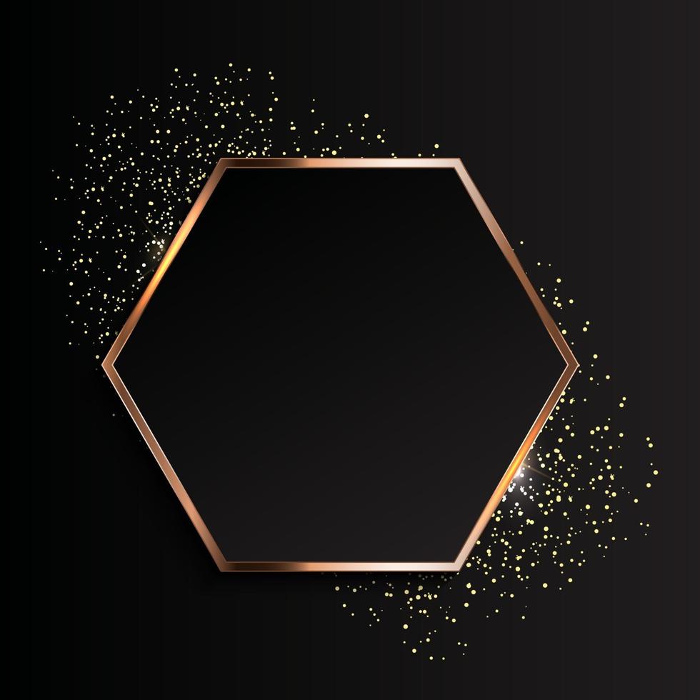 Golden sparkling glossy frame abstract background. Can be used for invitation, postcards and vouchers. Vector Illustration